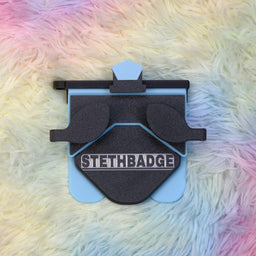 Black and Sky Blue-colored Stethoscope Holder or Nurse tool or Nurse accessory for nurses called Stethbadge.