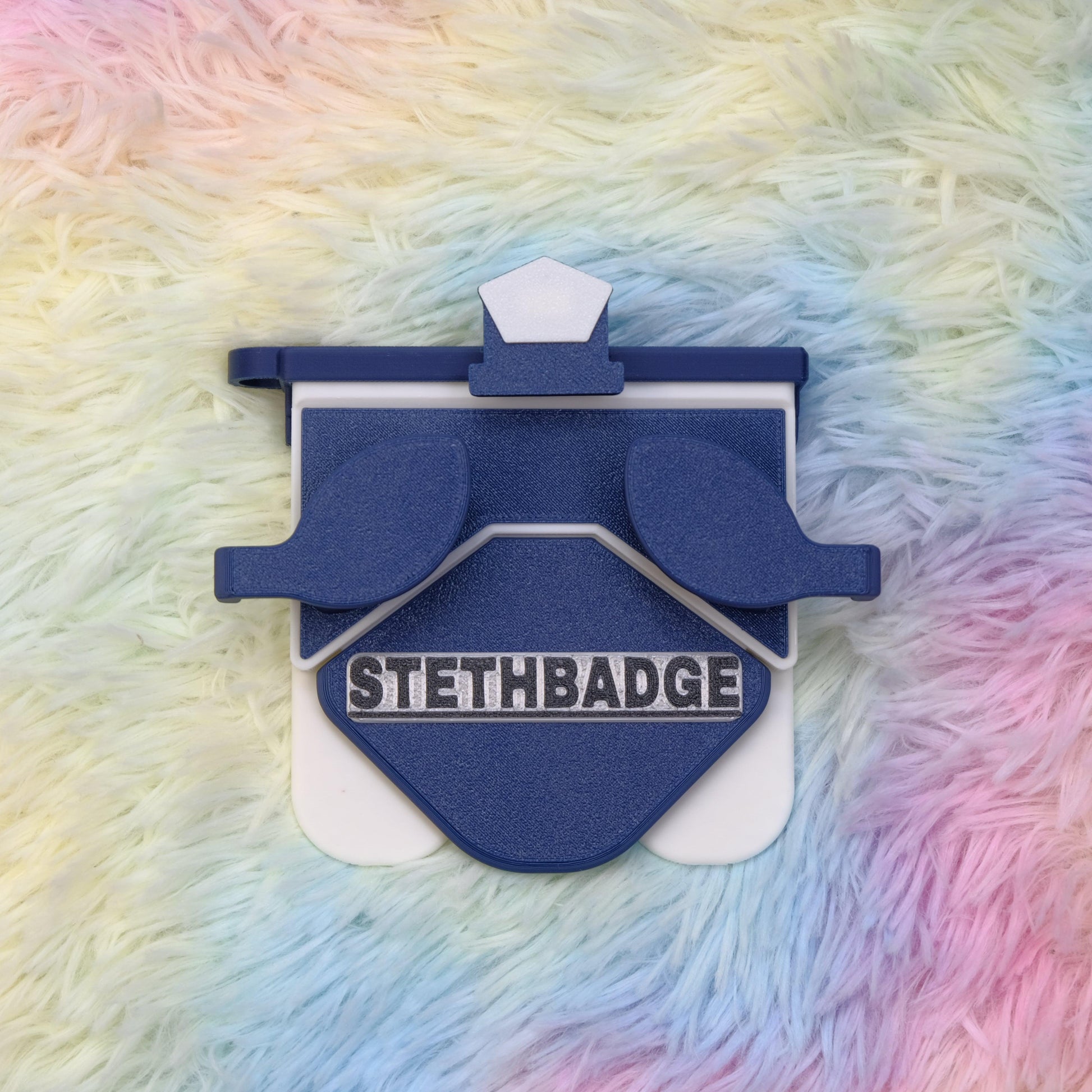 Navy Blue and White-colored Stethoscope Holder or Nurse tool or Nurse accessory for nurses called Stethbadge.