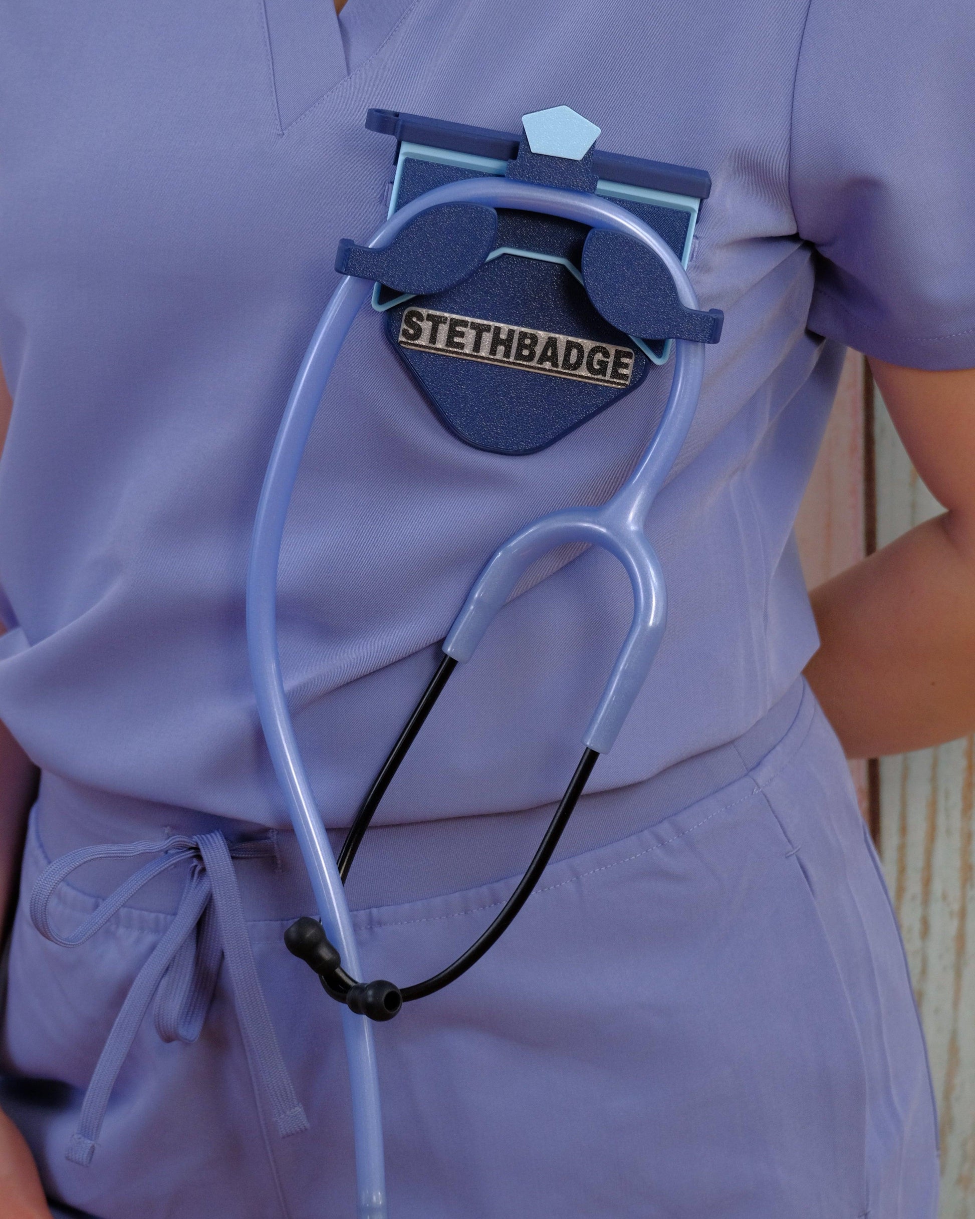 Cute Sky Blue-colored Stethoscope Holder or Nurse tool or Nurse accessory for nurses called Stethbadge.