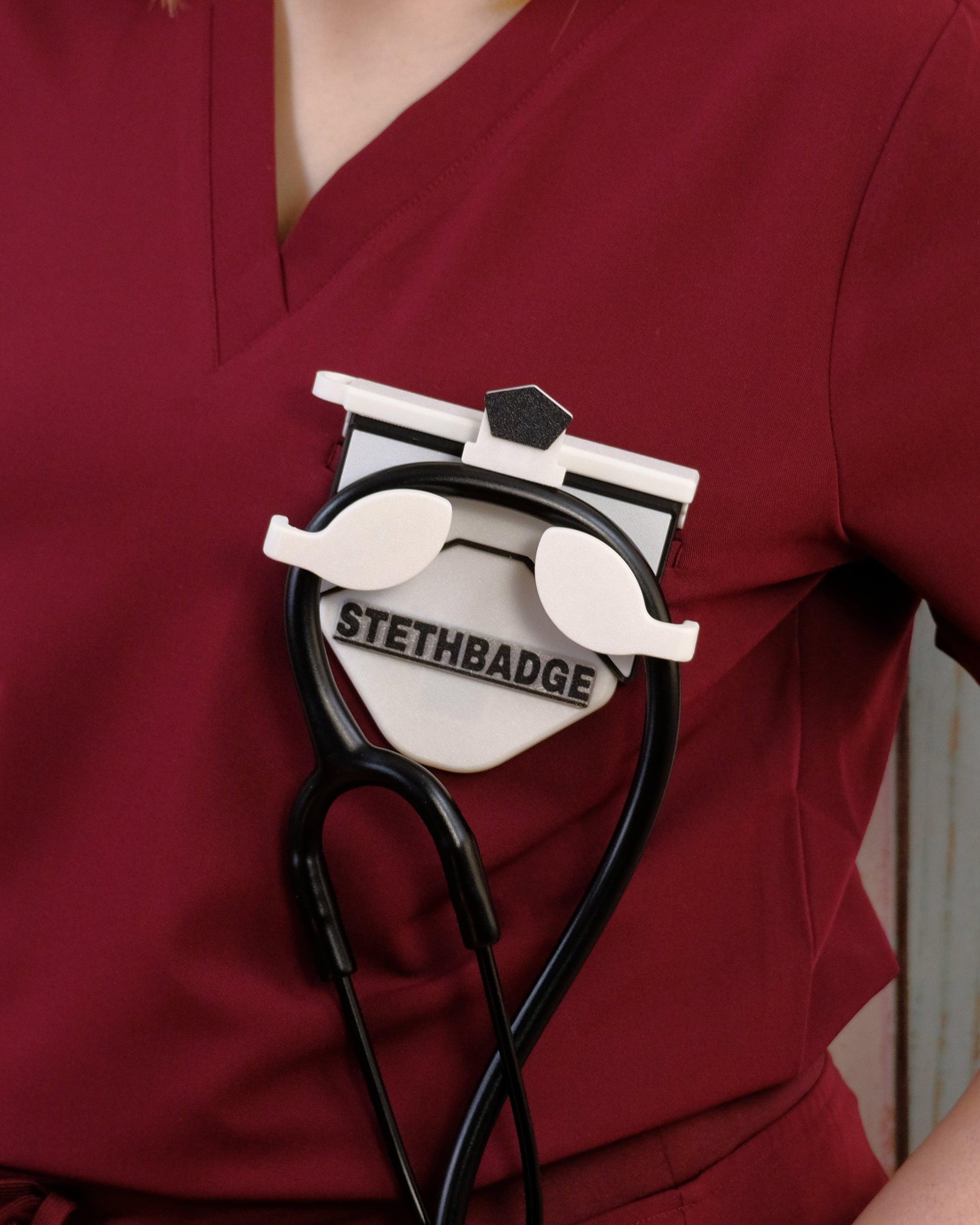 Black-colored Stethoscope Holder or Nurse tool or Nurse accessory for nurses called Stethbadge.
