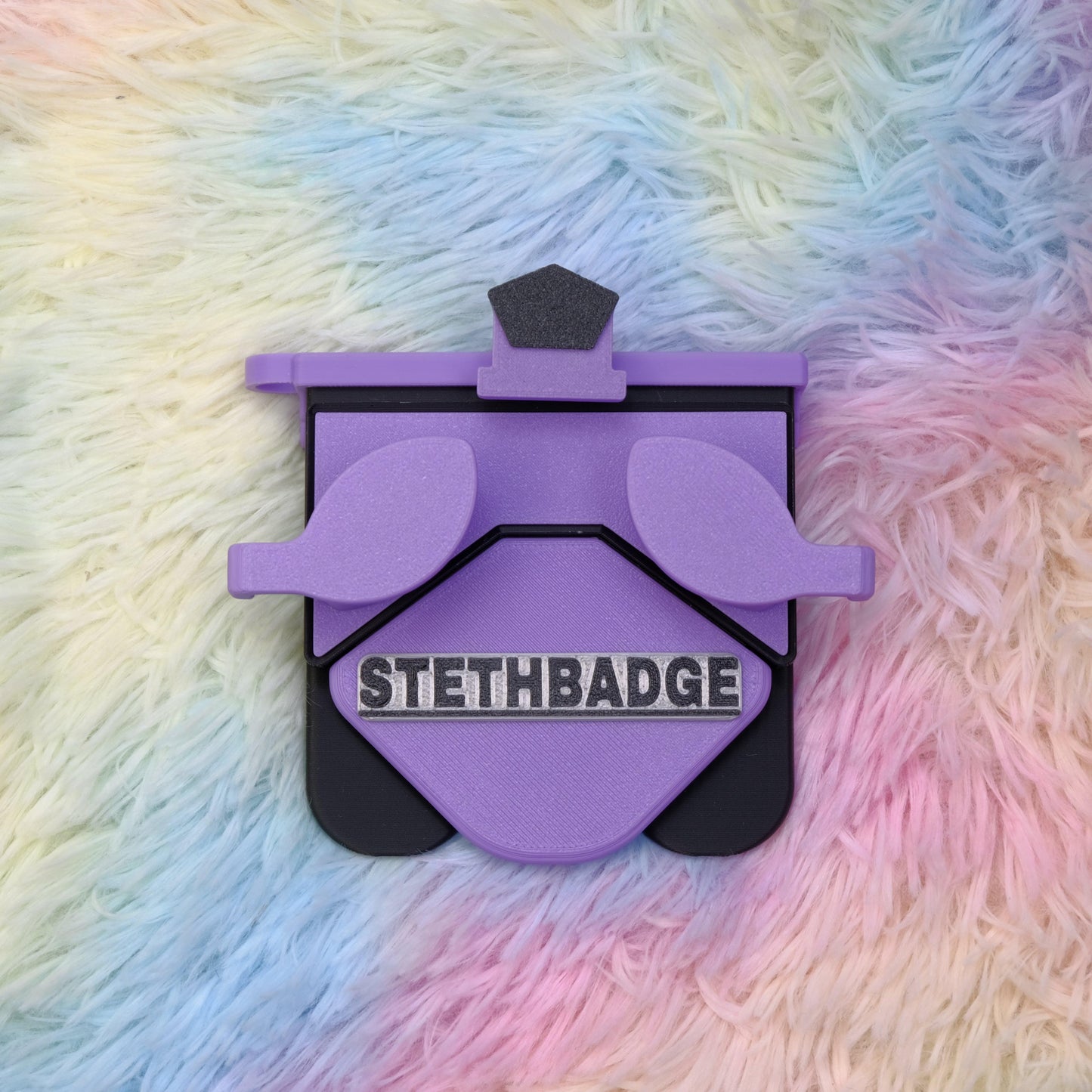 Lavender/Purple and Black-colored Stethoscope Holder or Nurse tool or Nurse accessory for nurses called Stethbadge.
