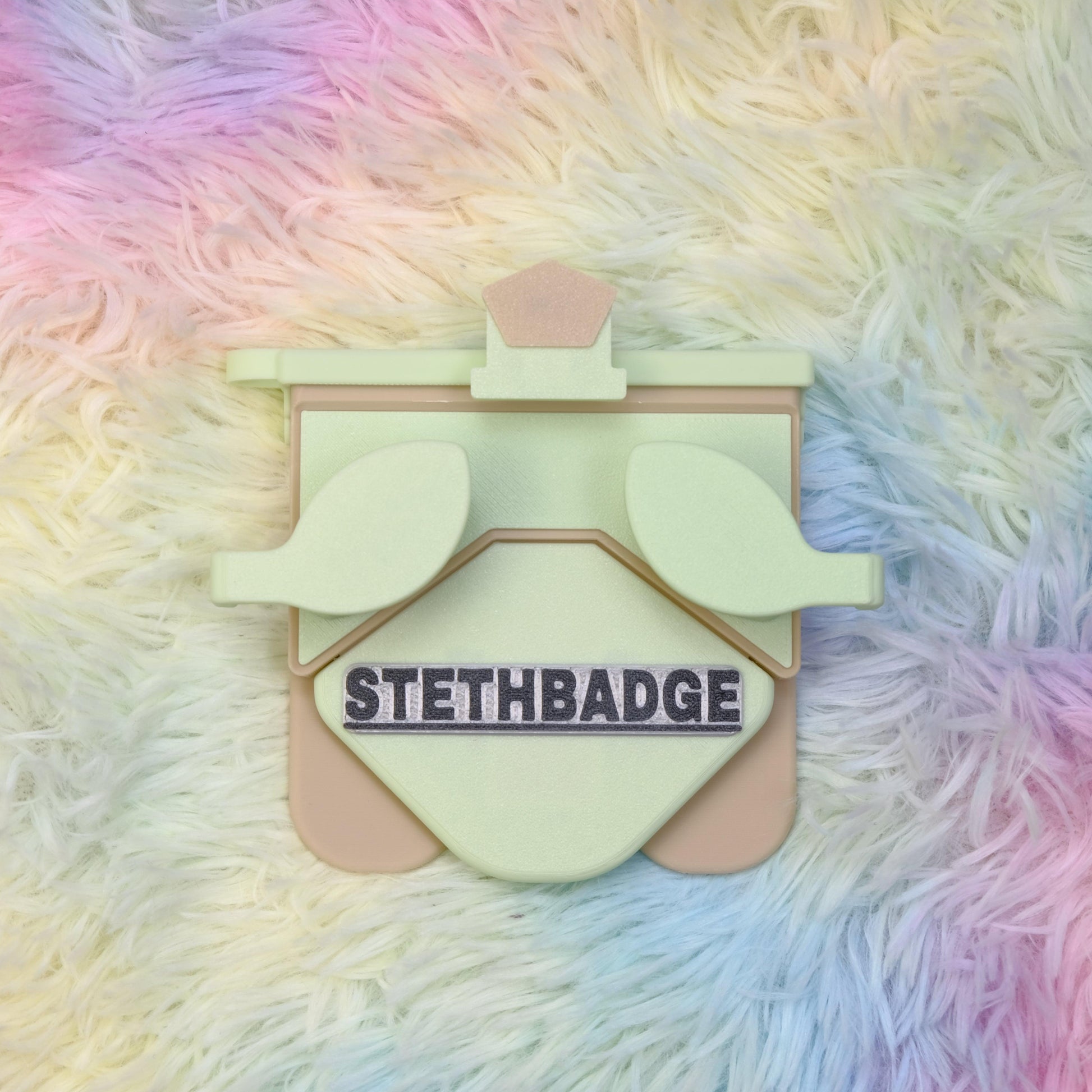 Mint Green and Beige-colored Stethoscope Holder or Nurse tool or Nurse accessory for nurses called Stethbadge.