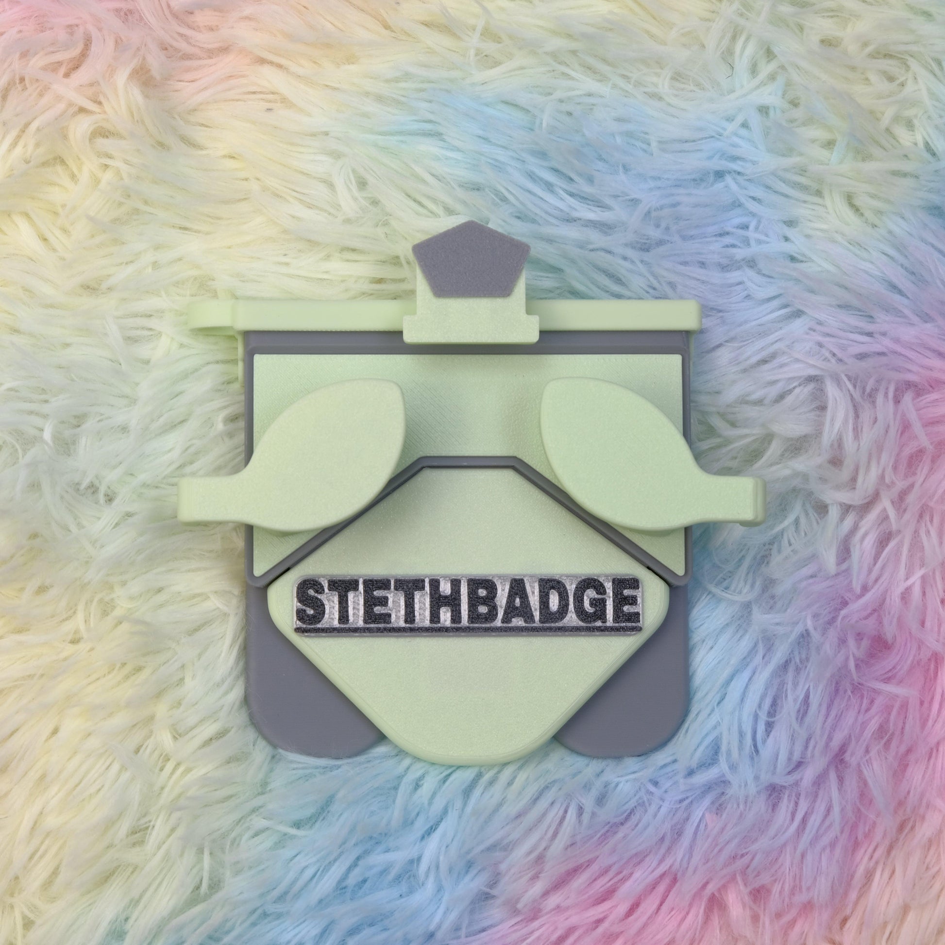 Mint and Grey-colored Stethoscope Holder or Nurse tool or Nurse accessory for nurses called Stethbadge.