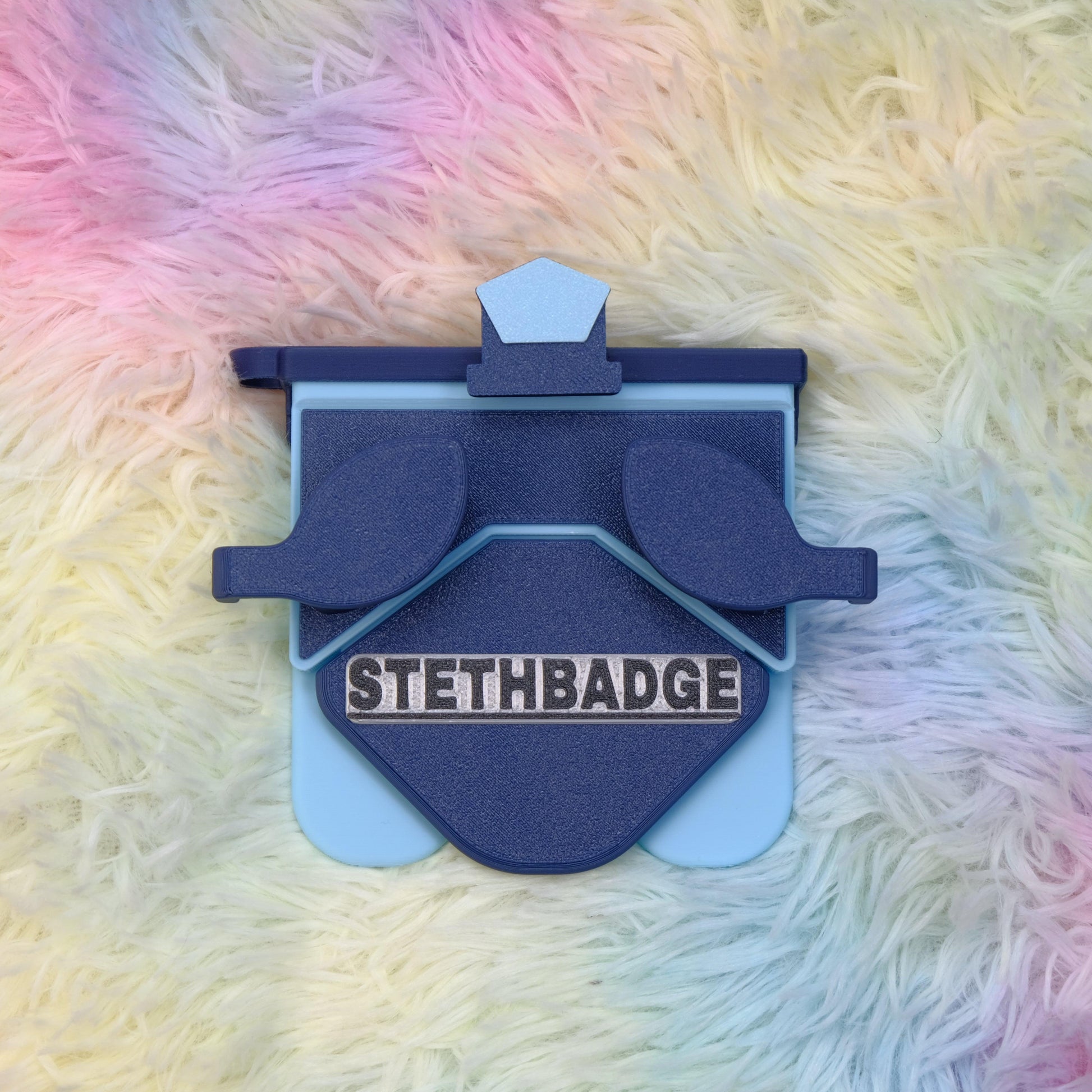 Navy and Sky Blue-colored Stethoscope Holder or Nurse tool or Nurse accessory for nurses called Stethbadge.