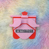 Chalk Pink and Pop Red-colored Stethoscope Holder or Nurse tool or Nurse accessory for nurses called Stethbadge.