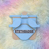 Sky Blue and Beige-colored Stethoscope Holder or Nurse tool or Nurse accessory for nurses called Stethbadge.