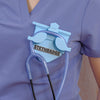 Wearable Sky Blue-colored Stethoscope Holder or Nurse tool or Nurse accessory for nurses called Stethbadge.