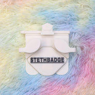 White-colored Stethoscope Holder or Nurse tool or Nurse accessory for nurses called Stethbadge.