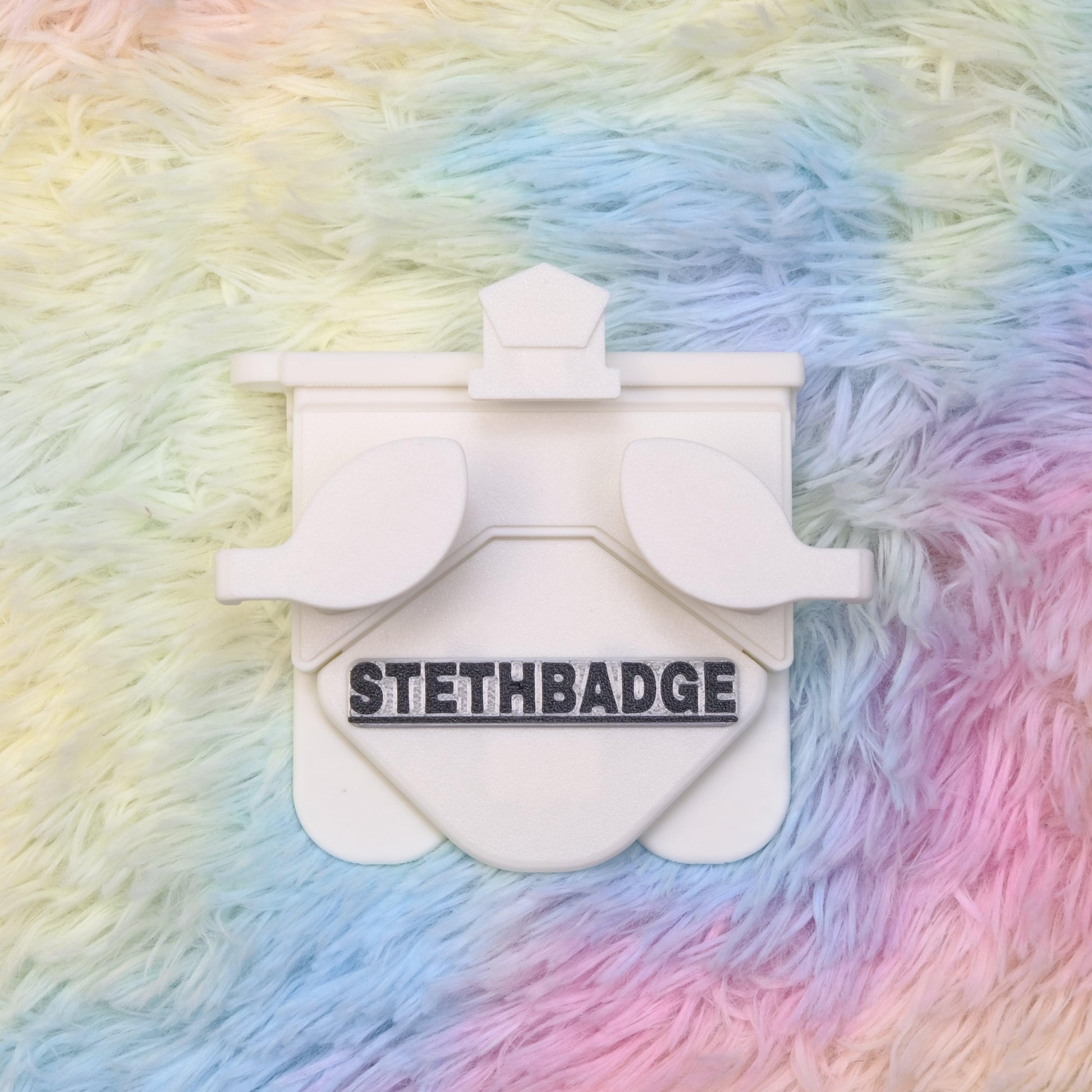 White-colored Stethoscope Holder or Nurse tool or Nurse accessory for nurses called Stethbadge.