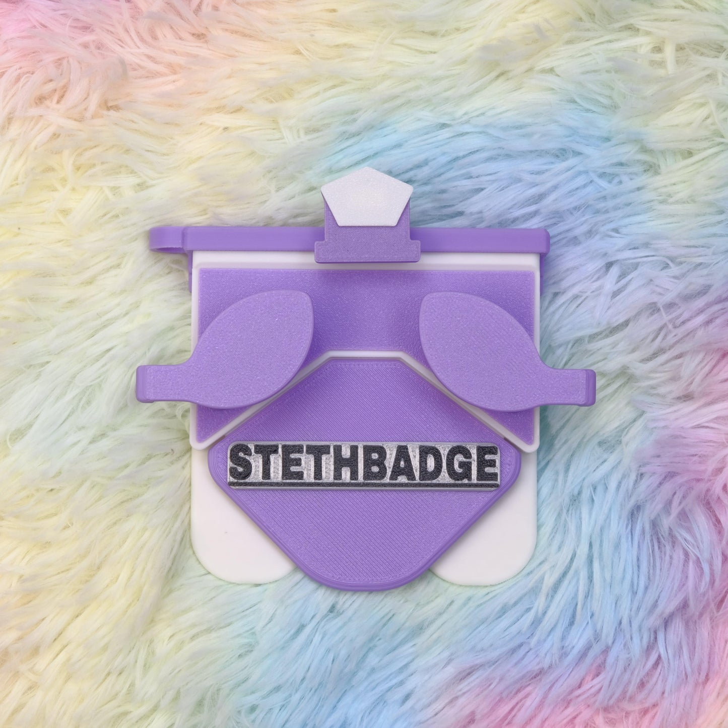 Purple Lavender and White-colored Stethoscope Holder or Nurse tool or Nurse accessory for nurses called Stethbadge.